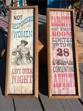 Vintage-Style Pink and Blue Framed Wall Plaque Set - Home Accents